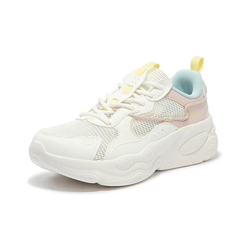 361° Anti Slip And Wear Resistant Breathable Low Top Running Shoes Women's White Pink-1