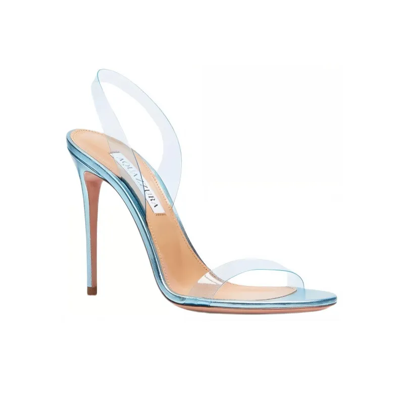 AQUAZZURA So Nude Plexi Strap Sandals Women's Blue-2