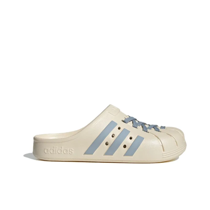 Adidas ADILETTE CLOGS Wrap toe Slippers Unisex Beige White Blue-1