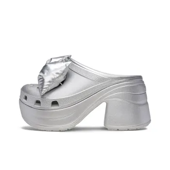 Crocs Siren Metallic Bow Clogs 'Silver' Women's