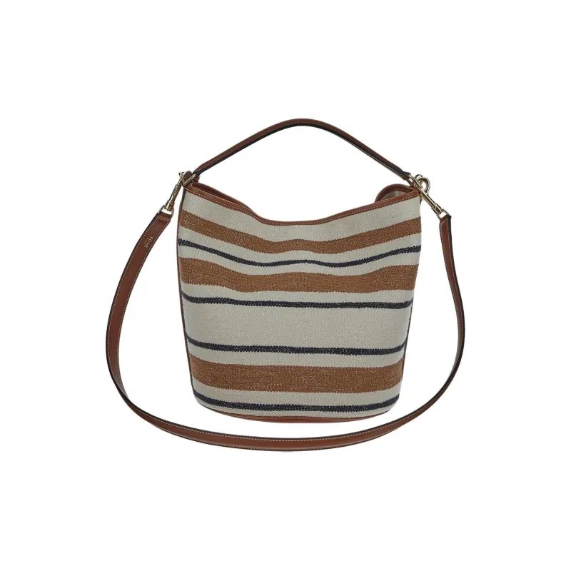 CELINE Calfskin Clutch Shoulder Bag Women's Brown & White-4