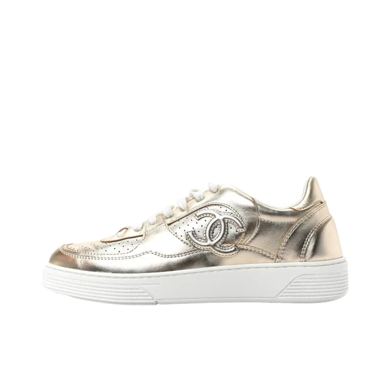 CHANEL Low Top Skateboard Shoes Women's Gold-0