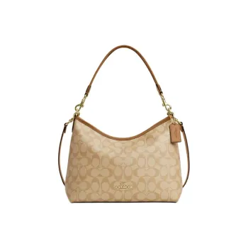 COACH Coated Fabric With Leather Hobo Bag, Shoulder Bag, Crossbody Bag, Handbag Large Size Women's Light Khaki