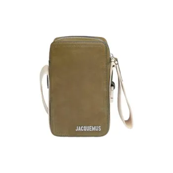 Jacquemus Grained Leather Crossbody Bag Dark Khaki