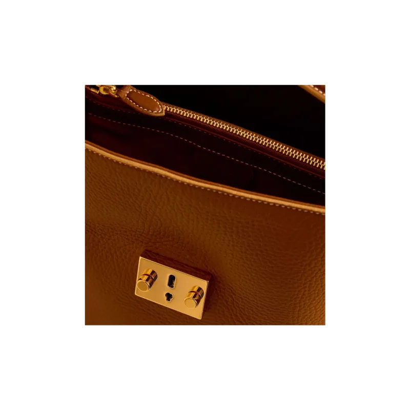 MARK CROSS Grained Calfskin Handbag Shoulder Bag Crossbody Bag Small Size Women's Brown-4