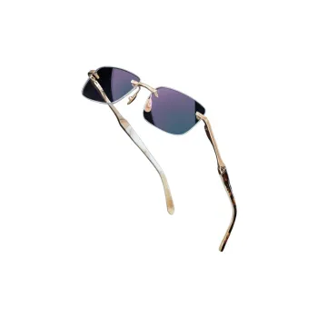 Maybach Plate Frame Palladium Plated Metal Irregular Shape Eyeglass Frames Men's Gold