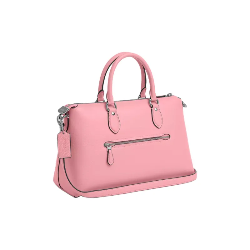 COACH Delicate Pebbled Leather Shoulder Bag Crossbody Bag Handbag Large Size Women's Silver & Blossom Pink-1