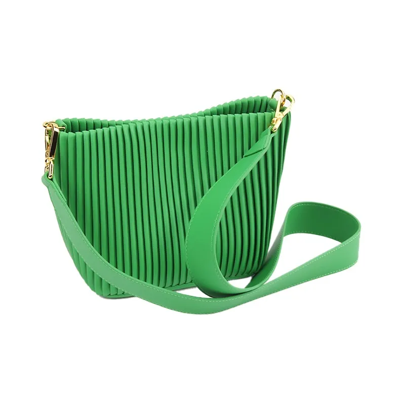 YOCAMU Cow Leather Handheld Bucket Bag Shoulder Bag Small Size Women's White/Green/Gray Green-8