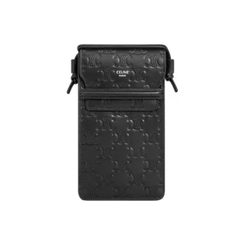 CELINE Calfskin Cell Phone Pouch Men's Black