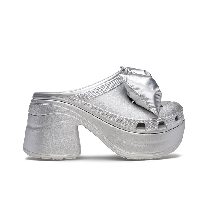 Crocs Siren Metallic Bow Clogs 'Silver' Women's-1