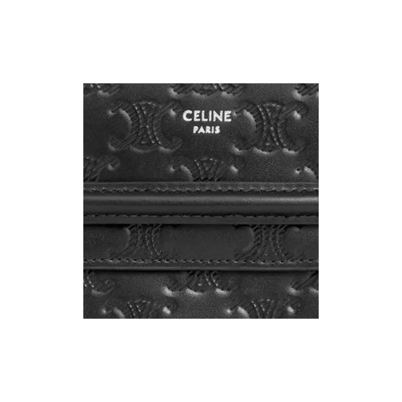 CELINE Calfskin Cell Phone Pouch Men's Black-4
