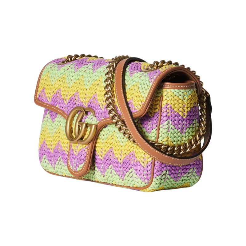 GUCCI GG Marmont Raffia Blend Viscose Portable Crossbody Bag Shoulder Bag Women's Multicolor-1