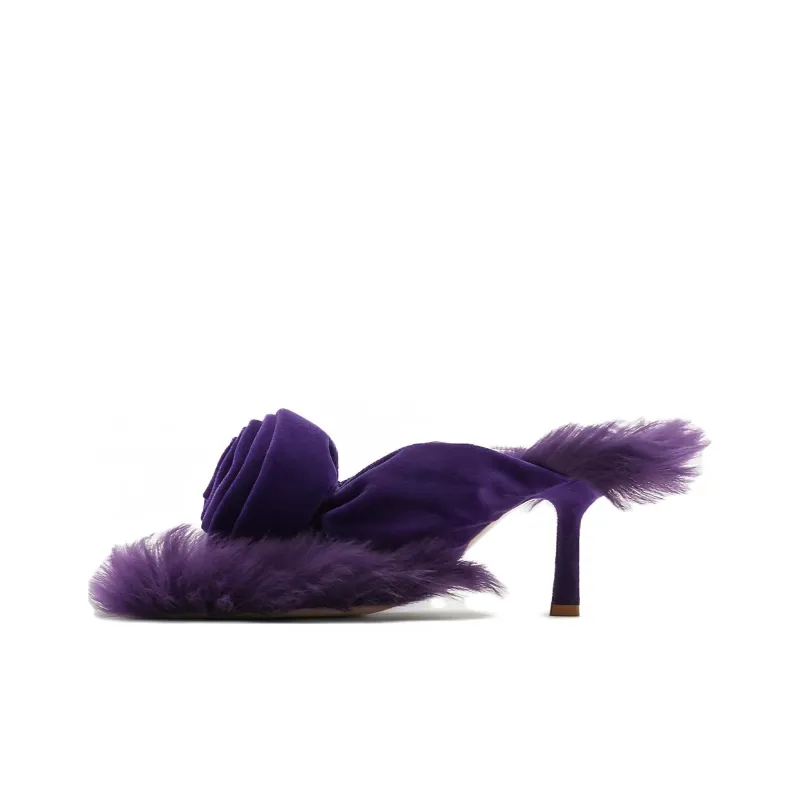 Burberry Floral-appliqué Velvet Sandals-0