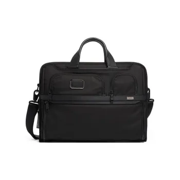 TUMI Alpha 3 Leather Laptop Bag Unisex Black