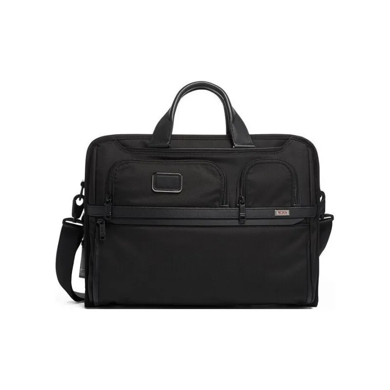 TUMI Alpha 3 Leather Laptop Bag Unisex Black-0