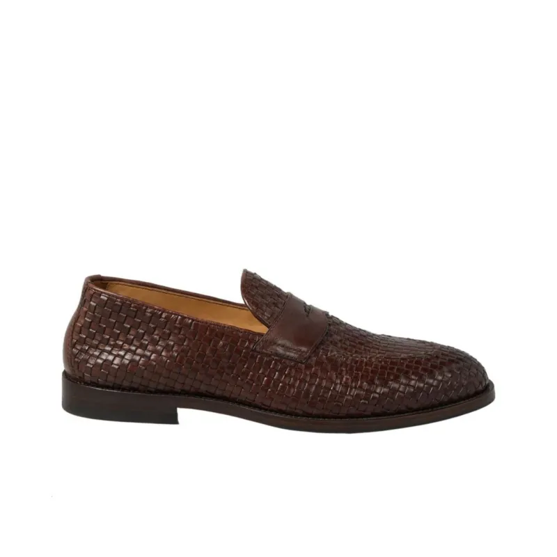 Brunello Cucinelli Penny-slot Woven Leather Loafers-1
