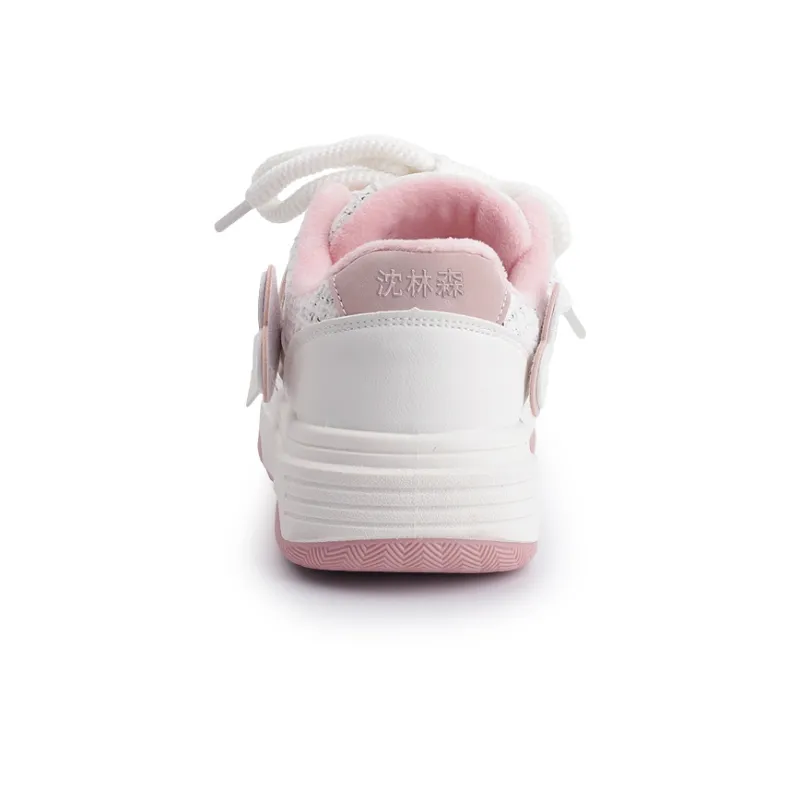 Shen Linsen Thermal Abrasion Resistant Slip Resistant Low Top Skateboard Shoes Women's Beige Pink-3
