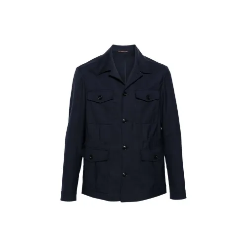 Canali Button-up Wool Military Jacket