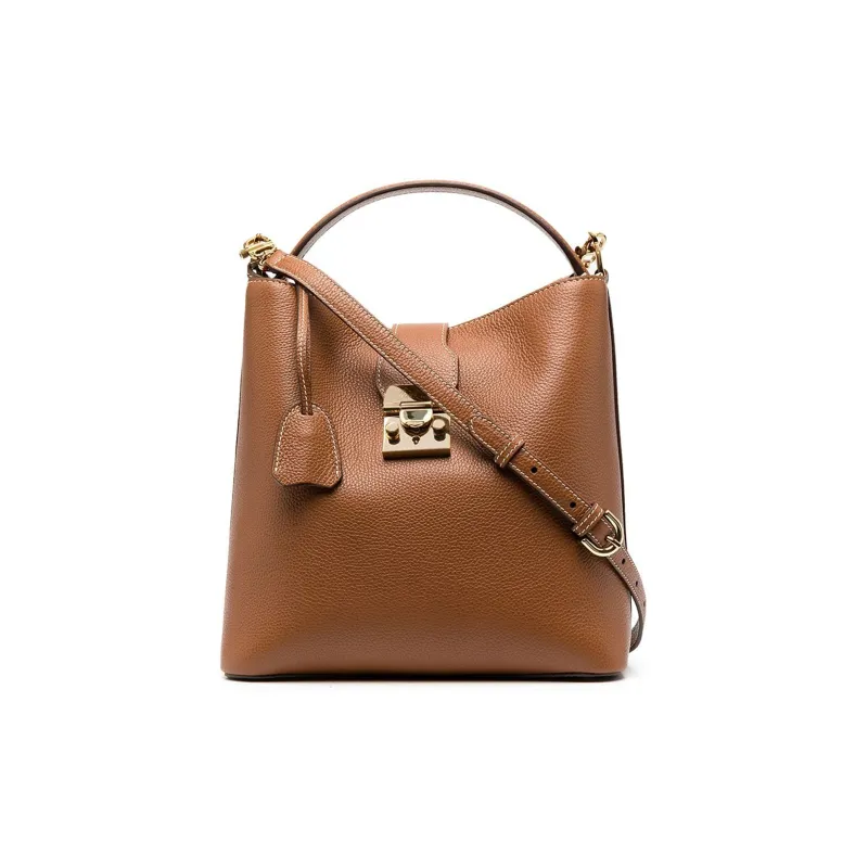 MARK CROSS Grained Calfskin Bucket Bag Handbag Shoulder Bag Crossbody Bag Large Size Women's Brown-0