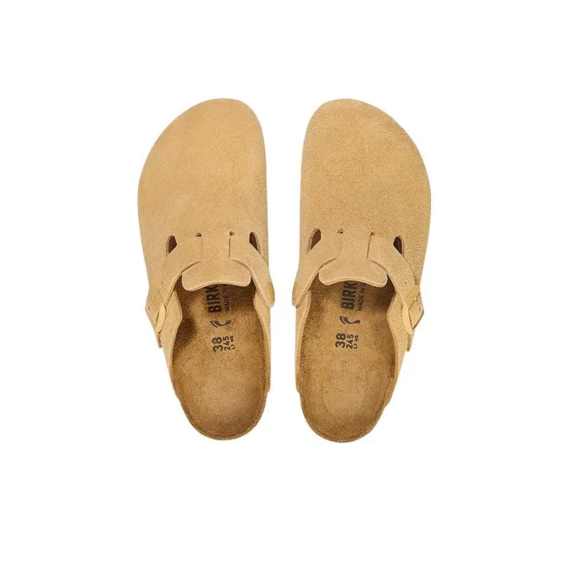Birkenstock Boston Suede Leather Narrow 'Latte Cream' Women's-3