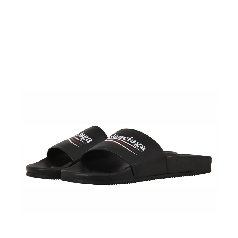 Balenciaga Wave Logo Slippers Sandals Black Women's-2