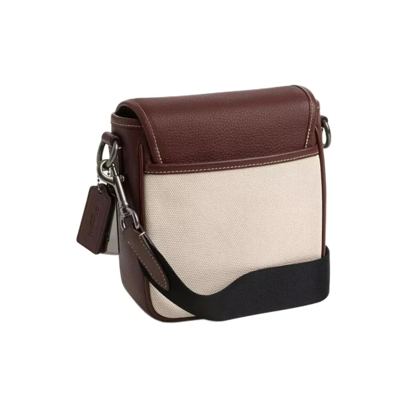 COACH Canvas With Refined Pebbled Leather Shoulder Bag, Crossbody Bag Mini Women's Black & Natural Multicolor-1