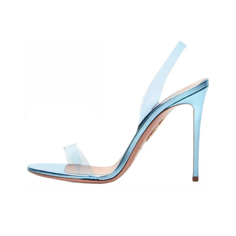 AQUAZZURA So Nude Plexi Strap Sandals Women's Blue-0