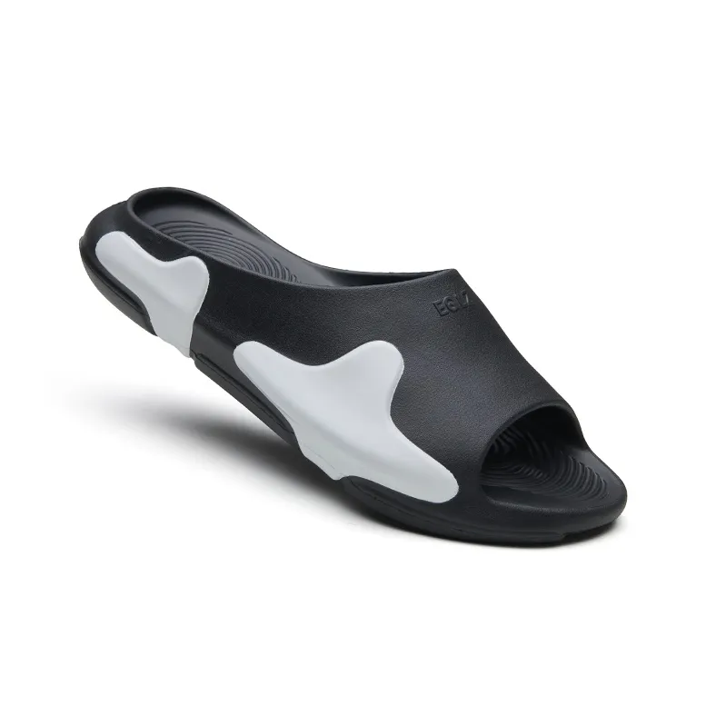 EQLZ EQUALIZER Oasis Quiet Abrasion Resistant Slide Slippers Unisex Black/White-1