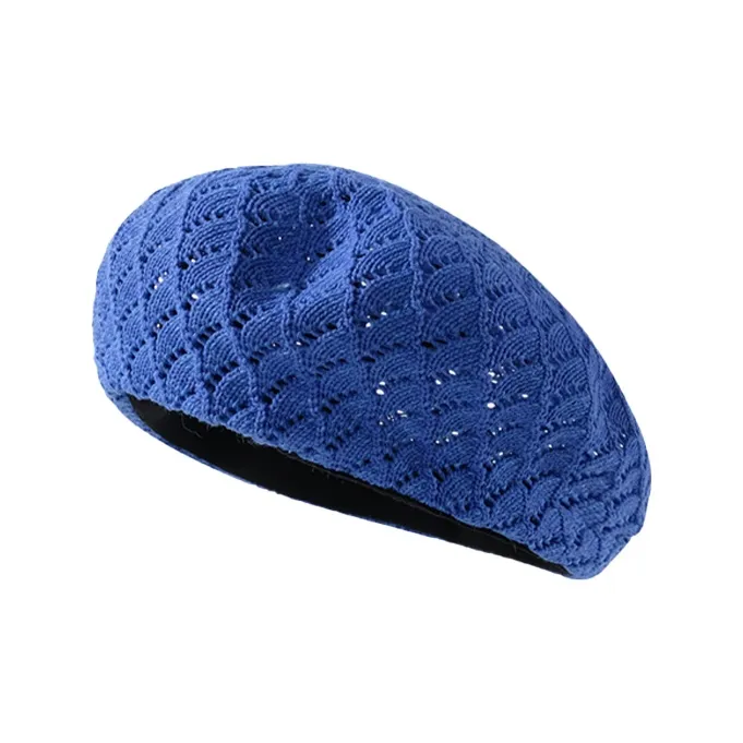 AAJF Wool Knitted Fabric Cut Out Beret Thin British Vintage Artist Girl Friend Style Pumpkin Octagonal Cap Women's-2