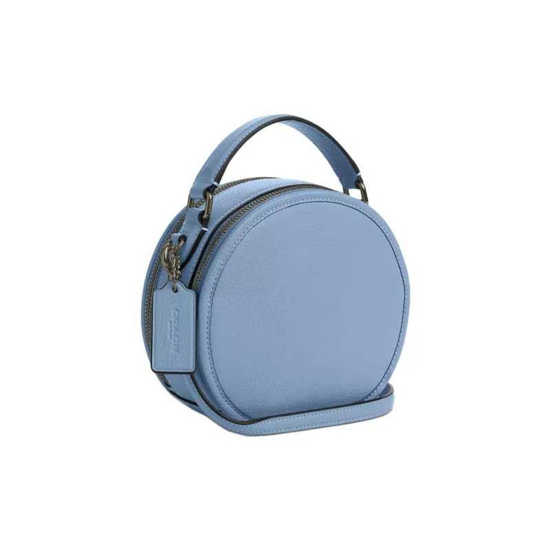 COACH Canteen Leather Handbag, Shoulder Bag, Crossbody Bag Small Size Women's Bronze With Cornflower Blue-1