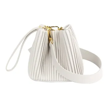 YOCAMU Cow Leather Handheld Bucket Bag Shoulder Bag Small Size Women's White/Green/Gray Green