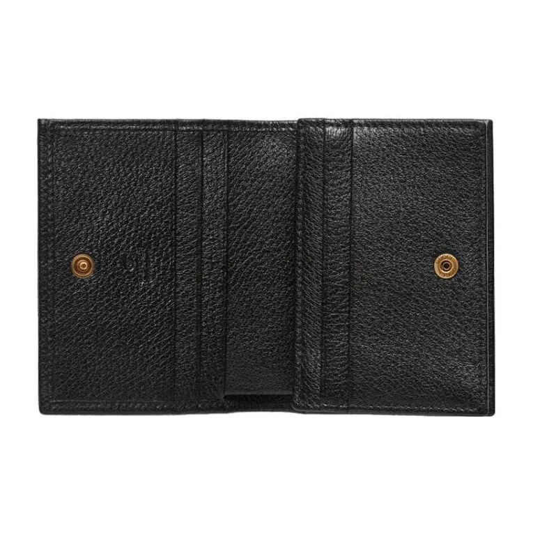 GUCCI Leather Card Slot, Card Holder, Wallet Small Size Women's Black-3