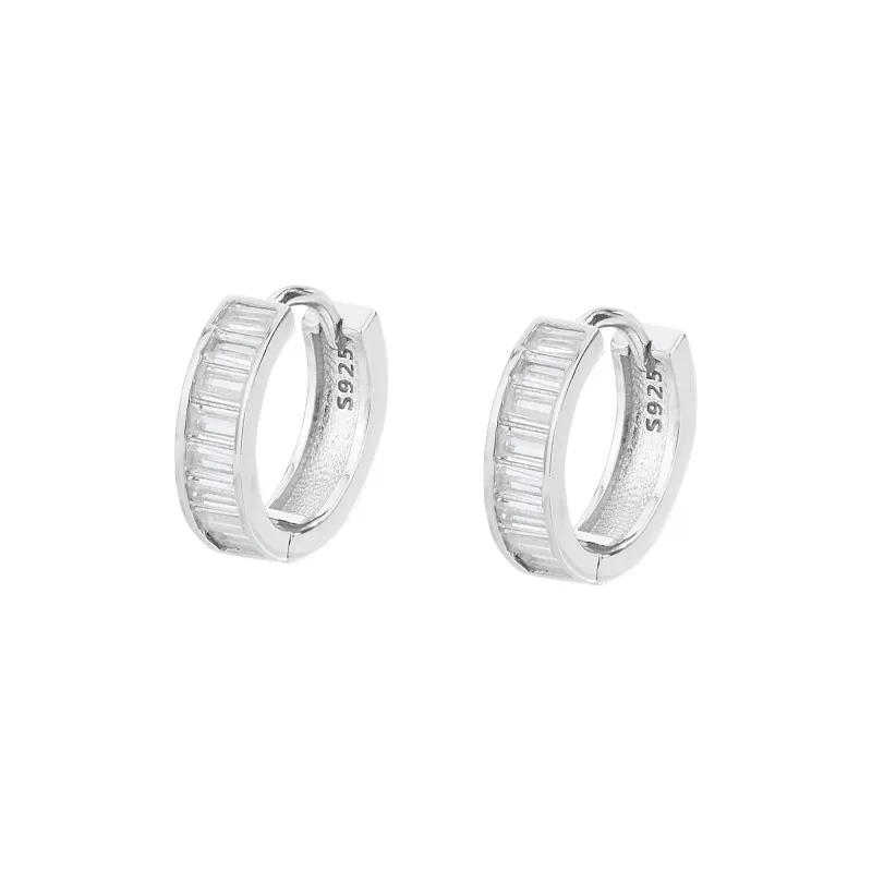 ENFANTIN 925 Sterling Silver Zircon Earrings Unisex-0