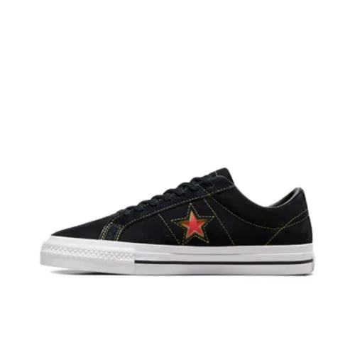 Converse One Star Pro Non-slip Wear-resistant Shock Absorption Low-Top Skateboard Shoes Unisex Black Red