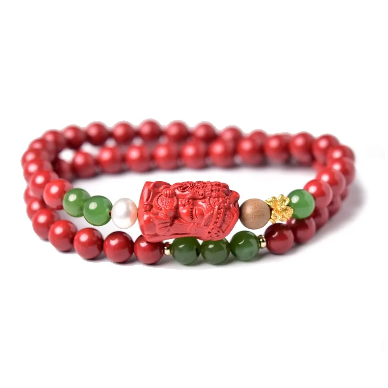 Tokai Family Reconstructed Cinnabar Jade Bracelets Unisex-5