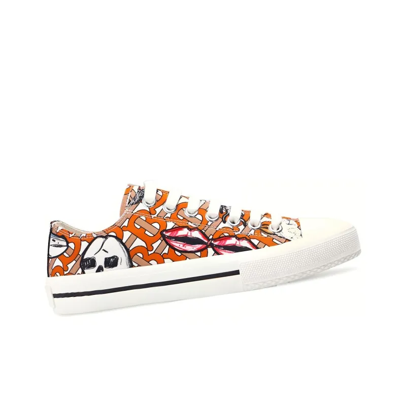 Burberry Larkhall Scribble Low Top White Orange Women's-2