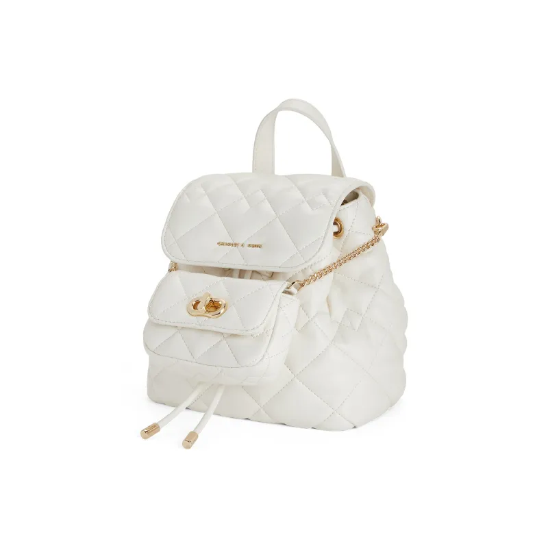 CHARLES&KEITH PU Multipurpose Backpack Trumpets Women's Pink/Noir Black/Crème Milk White-13