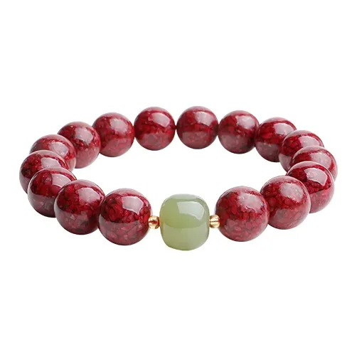 With The Heart Of The Jade Reconstructed Cinnabar Jade Bracelets Unisex-20