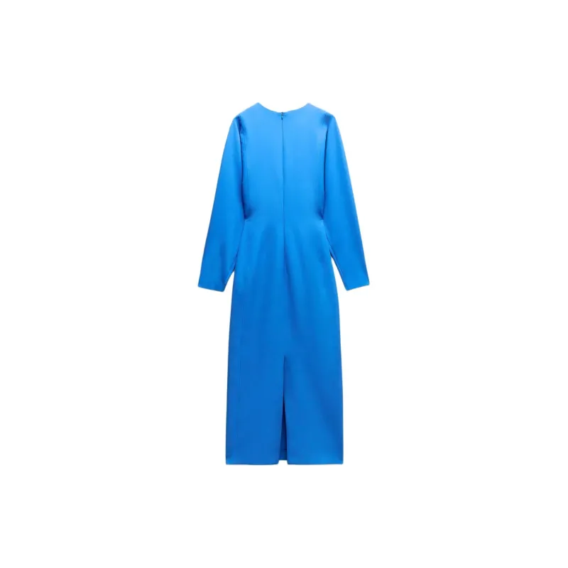 ZARA Long-Sleeved Dresses Women's Dark Blue-1