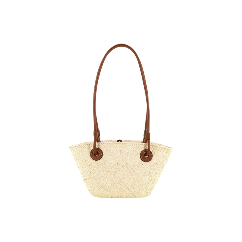 LOEWE Basket Palm Leaf With Cow Leather One Shoulder Handbag Mini Women's Brown-2