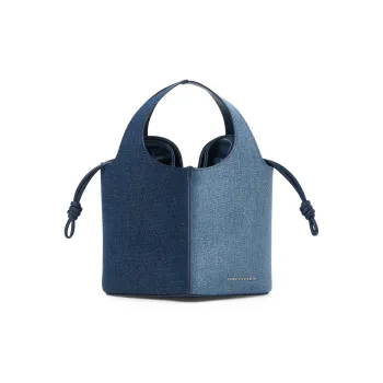CHARLES&KEITH Fabric Bucket Bags Crossbody Bags Handbags Small Size Women's Dark Denim Blue