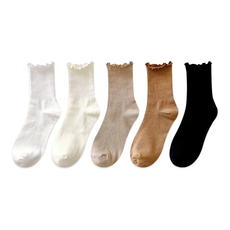 COTTON CHEESE Mid Calf Socks Women's 5 Pack-3