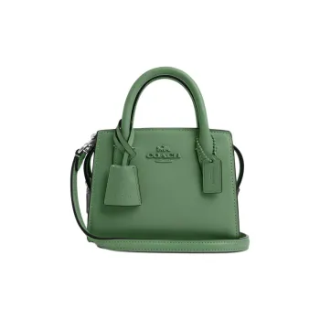 COACH Calfskin Tote Bag, Shopping Bag, Shoulder Bag, Handbag Mini Women's Silver & Light Green