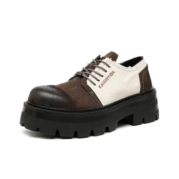 MODENGPAN Men's Casual Shoes Men Low Top Black/Brown