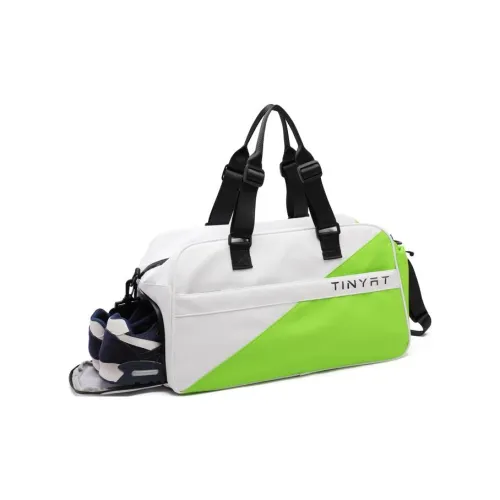 TINYAT Oxford One Shoulder Crossbody Portable Gym Bag Medium Size Unisex White & Green
