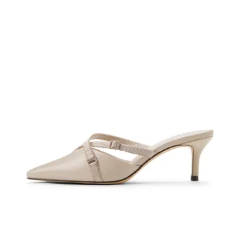 CHARLES&KEITH Composite Sole Closed Toe Slippers 6.3cm Women's Silver/Silver/Nude Flesh/Black/Black
