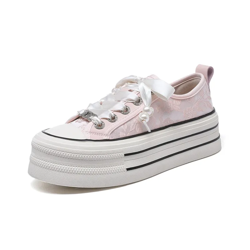 KEJIANNI Anti-Slip And Wear-Resistant Lightweight Height Increasing Low-Top Canvas Shoes Women's-13