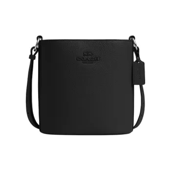 COACH Pebbled Leather Bucket Bags Crossbody Bag Shoulder Bag Small Size Women's Silver & Black