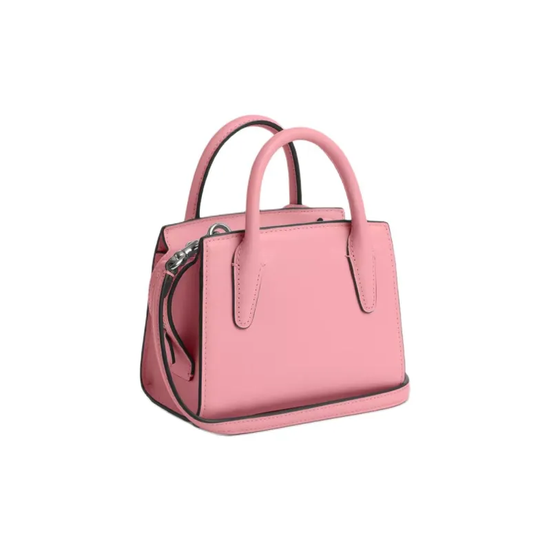 COACH Calfskin Shoulder Bag, Crossbody Bag, Handbag Mini Women's Silver & Floral Pink-1