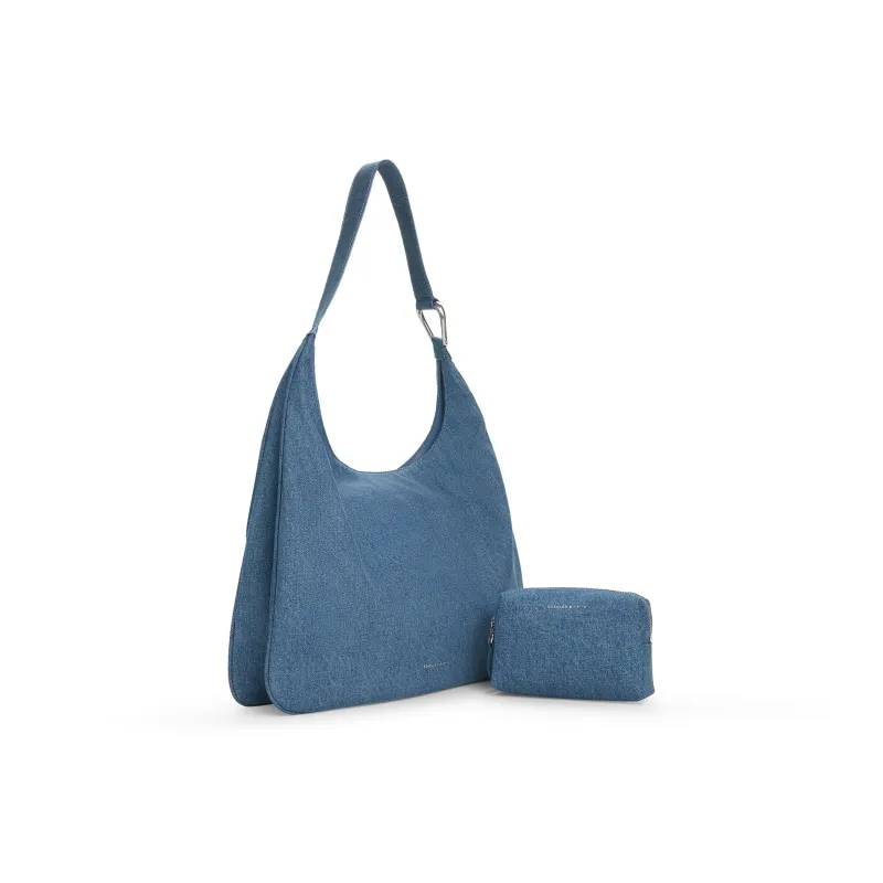 CHARLES&KEITH Fabric Combo Bag Shoulder Bag Women's Dark Denim Blue-2